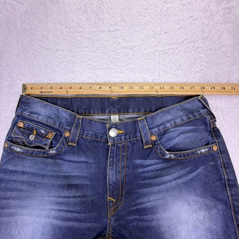 Vintage Y2K True Religion Mens Jeans 36x31 Slim Flap Coin Pocket Distressed Read